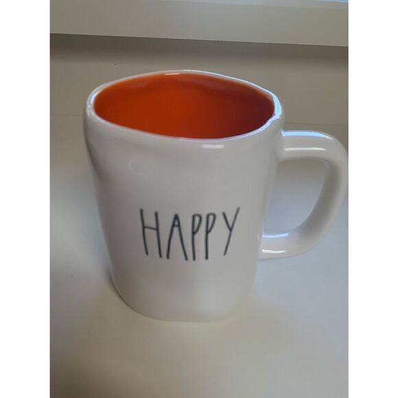 Rae Dunn Magenta HAPPY HALLOWEEN Mug Coffee Tea Orange Interior Cup - Picture 1 of 3
